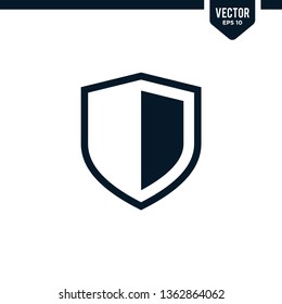 Shield icon collection in glyph style, solid color vector