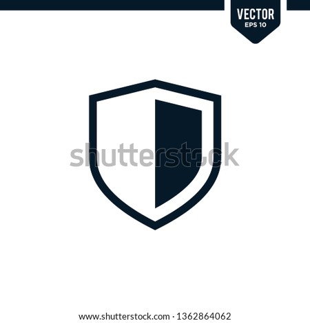 Shield icon collection in glyph style, solid color vector