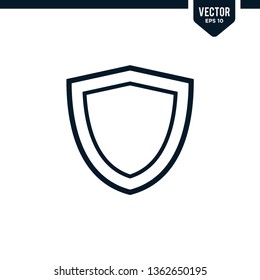 Shield icon collection in outlined or line art style, editable stroke vector