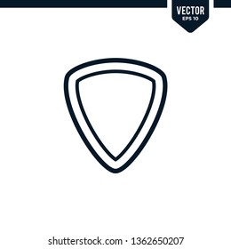 Shield icon collection in outlined or line art style, editable stroke vector