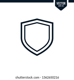 Shield icon collection in outlined or line art style, editable stroke vector