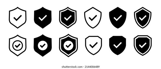 Shield icon collection. Protect shield sign. Defense protect elements