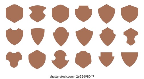 Shield icon. Collection of security shield icons. Black knight award contours and linear signs. Different shields in black for your design. Protect shapes silhouette. Vector illustration.