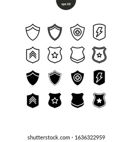 Shield icon collection sets vector illusration logo template in flat design glyph. eps10