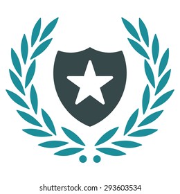 Shield icon from Competition & Success Bicolor Icon Set. Vector style: flat bicolor symbols, soft blue colors, rounded angles, white background.