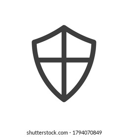 Shield icon with cross. Protection security concept. Privacy icon. Stock vector illustration isolated on white