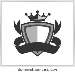 Shield icon with crown icon. modern shiled on white background