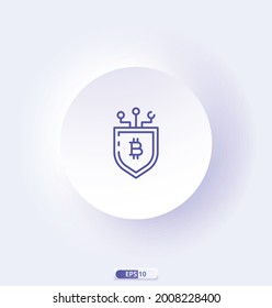 icono de escudo con colección cryptocurrency. Los iconos están diseñados en color completo, contorno, plano, glifos y líneas.   Funciona para web, móvil, interfaz de usuario y más. Ilustración vectorial.