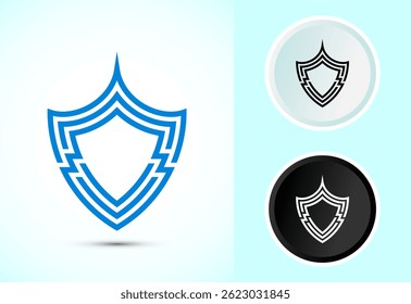 Shield icon design illustration. Security, protection sign symbol in color, black and white