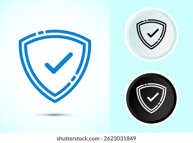 Ilustración de diseño de icono de escudo. Seguridad, símbolo de la muestra de la protección en color, blanco y negro