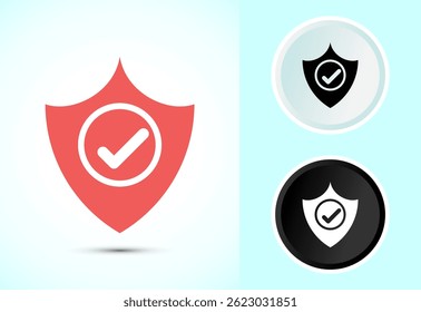 Shield icon design illustration. Security, protection sign symbol in color, black and white