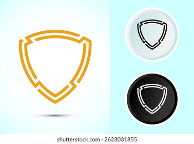 Ilustración de diseño de icono de escudo. Seguridad, símbolo de la muestra de la protección en color, blanco y negro