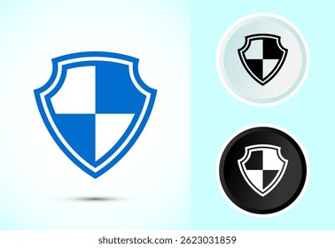 Shield icon design illustration. Security, protection sign symbol in color, black and white