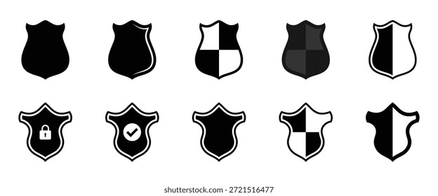Schild-Icon-Design für Sicherheits- oder Schutzkonzept flache Design-Illustration einfach, minimalistisch Grafik, digital. Datenschutz, Datenschutzsperre Emblem, Virenschutz Firewall-Schutz, sichere Login-Authentifizierung Wache Vektorgrafik
