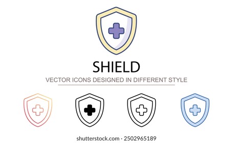 Shield icon design with white background stock illustration