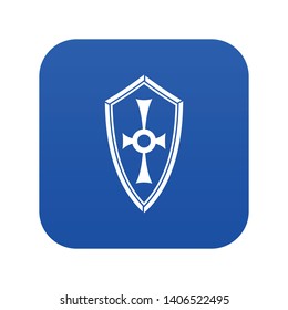 Shield icon digital blue for any design isolated on white vector illustration
