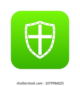 Shield icon digital green for any design isolated on white vector illustration