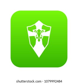 Shield icon digital green for any design isolated on white vector illustration