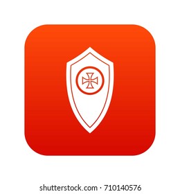 Shield icon digital red for any design isolated on white vector illustration