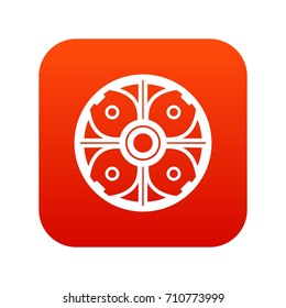 Shield icon digital red for any design isolated on white vector illustration