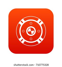 Shield icon digital red for any design isolated on white vector illustration