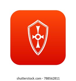 Shield icon digital red for any design isolated on white vector illustration