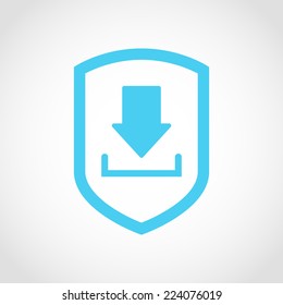 Shield icon with Download Isolated on White Background