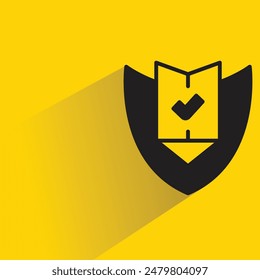 shield icon with drop shadow on yellow background