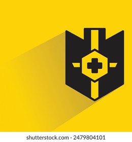 shield icon with drop shadow on yellow background