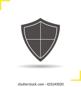 Shield icon. Drop shadow silhouette symbol. Protection, security, defence, guard, armour and safety emblem. Vector isolated illustration