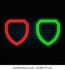 shield icon. Elements of web in neon style icons. Simple icon for websites, web design, mobile app, info graphics. green color.