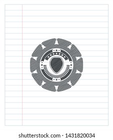 shield icon emblem draw with pencil effect. Vector Illustration. Detailed.