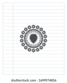 dibuje de icono de escudo con efecto de lápiz. Ilustración vectorial. Detallado.