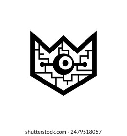 Shield with icon eyes ,for a security logo or icon for an application or company in the security sector.