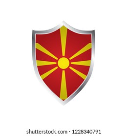 Shield icon with flag of macedonia isolated