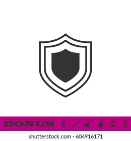 Shield icon flat. Black pictogram on white background. Vector illustration symbol and bonus button