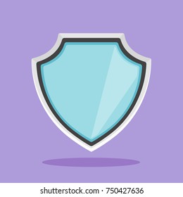 Shield Icon. flat design. isolated shield icon on the purple background. Shield symbol for web site design, logo, app, UI. Vector illustration