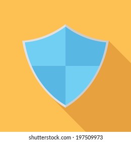 Shield icon. Flat design style modern vector illustration. Isolated on stylish color background. Flat long shadow icon. Elements in flat design.