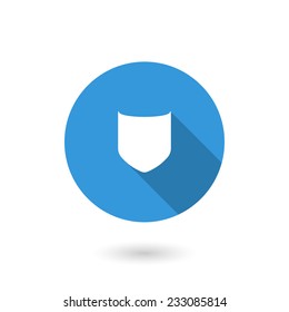 Shield icon. Flat design style modern vector illustration. Isolated on white color background. Flat long shadow icon. Elements in flat design