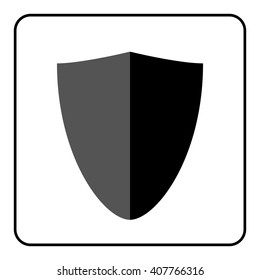 Shield icon. Flat design style. Black and gray graphic element isolated on white background. Emblem blank for security, protection, safety. Banner defence, privacy decoration badge Vector illustration