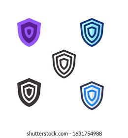 Shield icon flat outline glyph interface