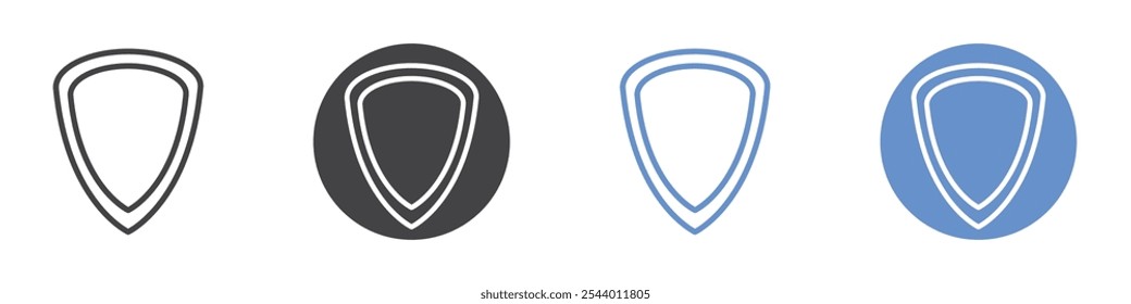 Shield icon Flat set in black and white color