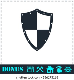 Shield icon flat. Simple vector symbol and bonus icon