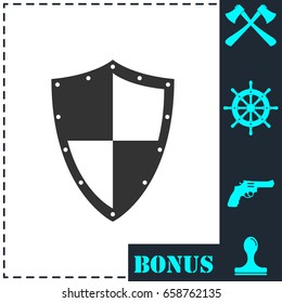 Shield icon flat. Simple vector symbol and bonus icon