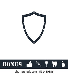 shield icon flat. Vector illustration symbol and bonus pictogram
