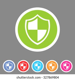 Shield icon flat web sign symbol logo label set
