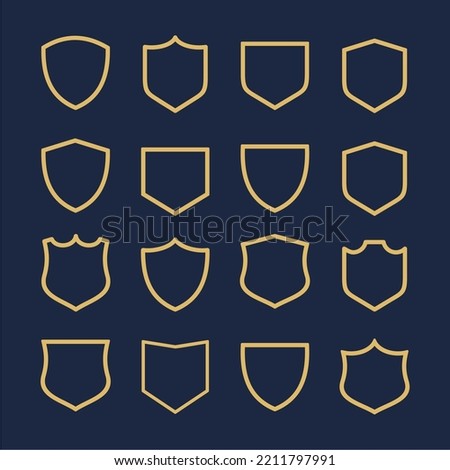 shield icon gold line variant simple vector design