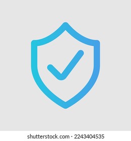 Icono Escudo en el estilo de degradado sobre la interfaz de usuario, uso para presentación de aplicaciones móviles en el sitio web