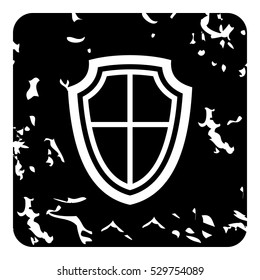 Shield icon. Grunge illustration of shield vector icon for web