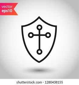 Shield icon. Guard symbol. Protection sign. Eps 10 flat vector icon